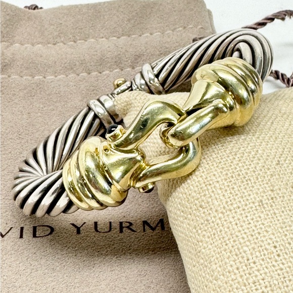 David Yurman 10mm Gold Buckle Sterling Silver Bracelet - Picture 11 of 11